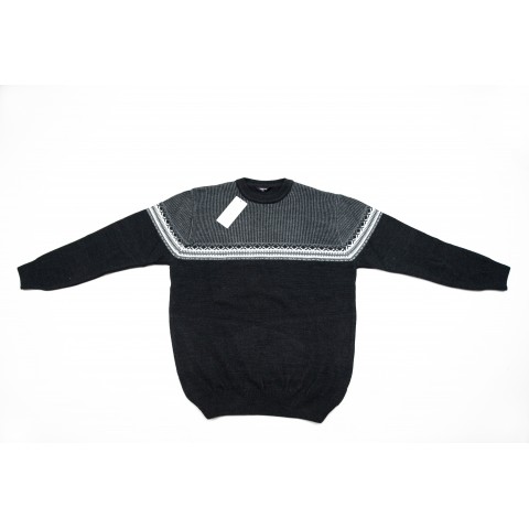 Pulover din lână negru cu gri